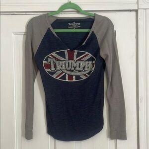 Lucky Brand Navy and Gray Long Sleeve Tee